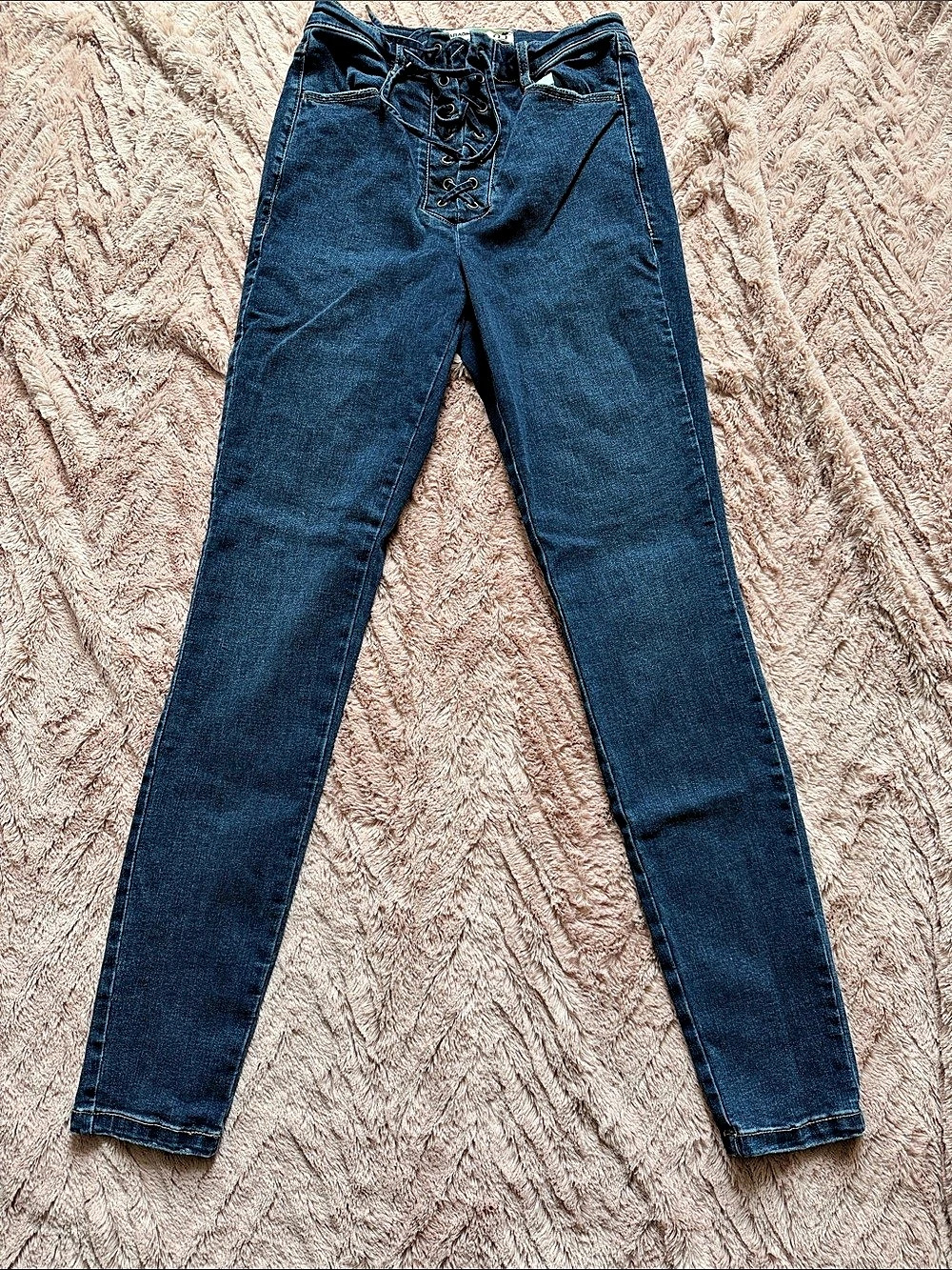 Garage Lace Up High Waist Skinny Jeans Blue Waist 5